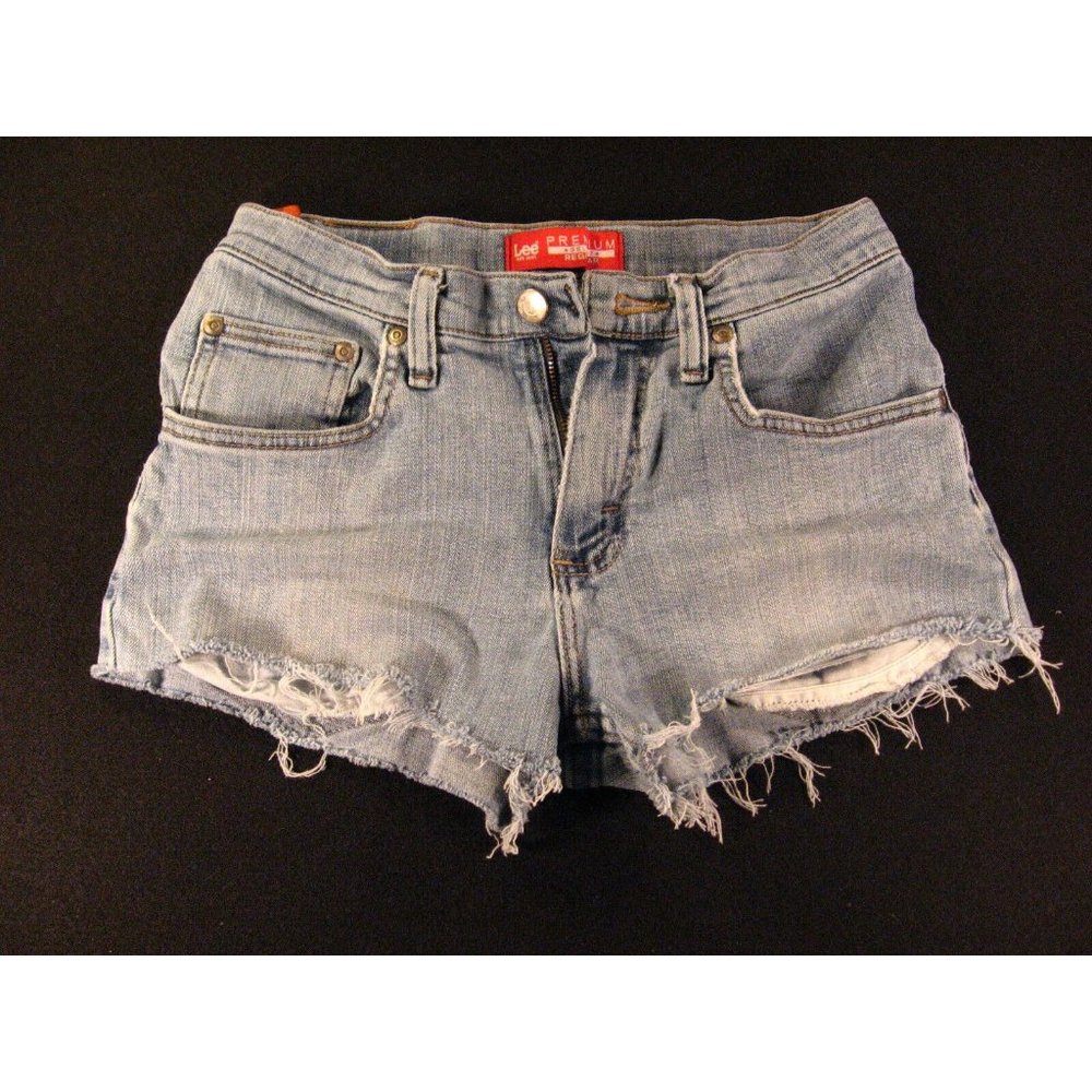 LEE Womans Premium Select CUTOFF JEANS SHORTS 25 MEASURED Blue Denim Daisy Dukes